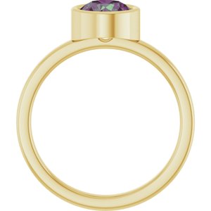 14K Yellow Gold 6.5 mm Lab-Grown Alexandrite Ring