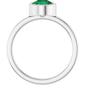 Platinum 6.5 mm Lab-Grown Emerald Ring