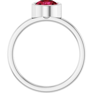 14K White Gold 6.5 mm Lab-Grown Ruby Ring