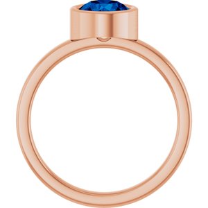 14K Rose Gold 6.5 mm Natural Blue Sapphire Ring