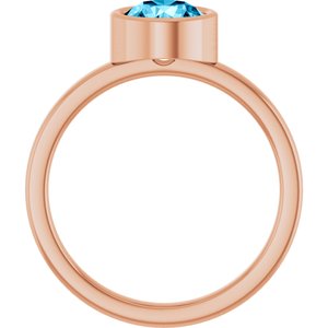 14K Rose Gold 6.5 mm Natural Aquamarine Ring