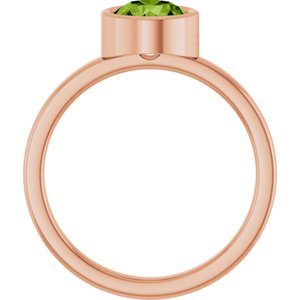 14K Rose Gold 6.5 mm Natural Peridot Ring