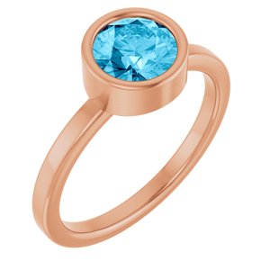 14K Rose Gold 6.5 mm Natural Aquamarine Ring