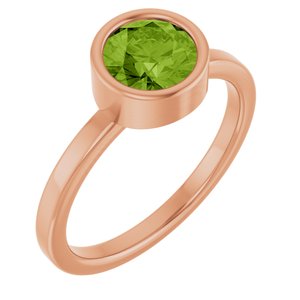14K Rose Gold 6.5 mm Natural Peridot Ring