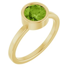 14K Yellow Gold 6.5 mm Natural Peridot Ring