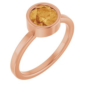 14K Rose Gold 6.5 mm Natural Citrine Ring