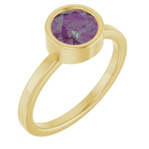 14K Yellow Gold 6.5 mm Lab-Grown Alexandrite Ring