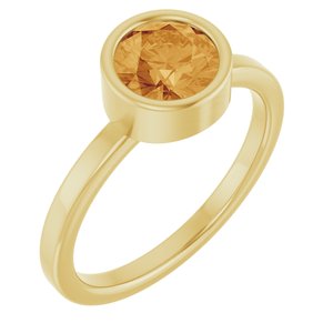14K Yellow Gold 6.5 mm Natural Citrine Ring
