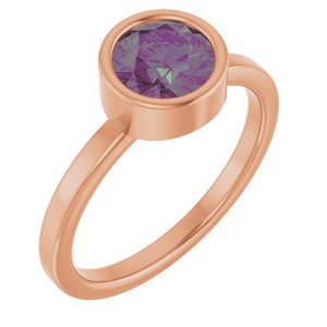 14K Rose Gold 6.5 mm Lab-Grown Alexandrite Ring