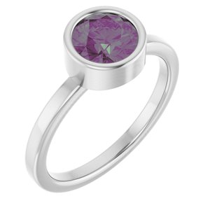 Platinum 6.5 mm Lab-Grown Alexandrite Ring