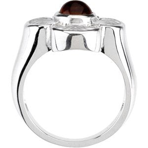 14K White Gold Natural Citrine Maltese Cross Ring