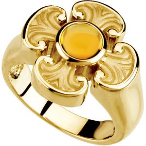 14K Yellow Gold Natural Citrine Maltese Cross Ring