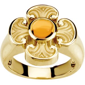 14K Yellow Gold Natural Citrine Maltese Cross Ring