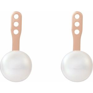 14K Rose Gold Cultured White Freshwater Pearl Earring Jackets – image 2