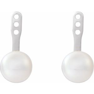 Platinum Cultured White Freshwater Pearl Earring Jackets – image 2