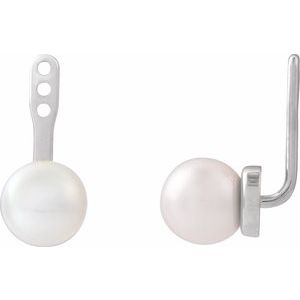 Sterling Silver Cultured White Freshwater Pearl Earring Jackets
