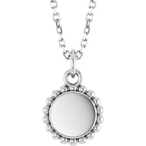 Engravable Beaded Disc Necklace or Charm/Pendant