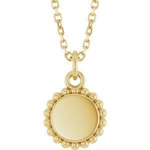 Engravable Beaded Disc Necklace or Charm/Pendant