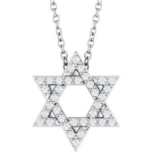 Sterling Silver 1/6 CTW Natural Diamond Star of David 16-18" Necklace