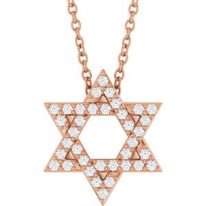 14K Rose Gold 1/6 CTW Natural Diamond Star of David 16-18" Necklace