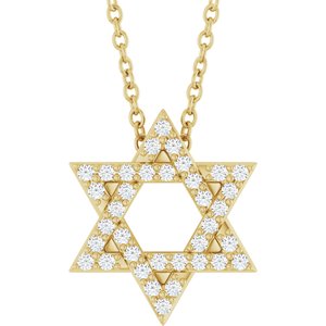 14K Yellow Gold 1/6 CTW Natural Diamond Star of David 16-18" Necklace