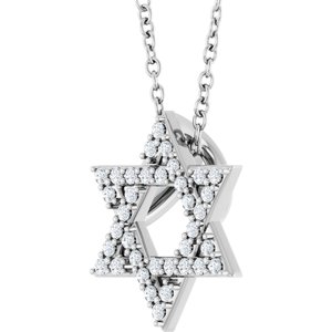 Sterling Silver 1/6 CTW Natural Diamond Star of David 16-18" Necklace