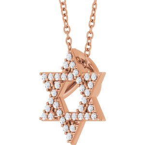 14K Rose Gold 1/6 CTW Natural Diamond Star of David 16-18" Necklace