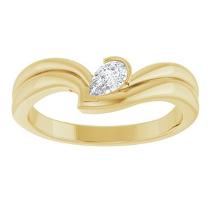 14K Yellow Gold 1/5 CT Natural Diamond Freeform Ring