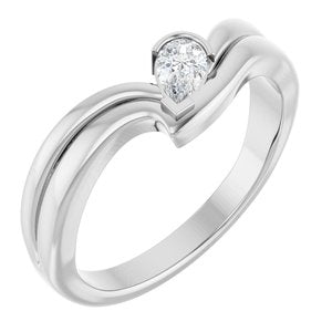 14K White Gold 1/5 CT Lab-Grown Diamond Freeform Ring