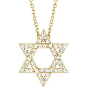 14K Yellow Gold 1/5 CTW Natural Diamond Star of David 16-18" Necklace
