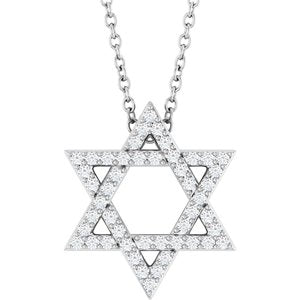 Sterling Silver 1/5 CTW Natural Diamond Star of David 16-18" Necklace