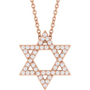 14K Rose Gold 1/5 CTW Natural Diamond Star of David 16-18" Necklace