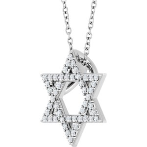 Platinum 1/5 CTW Natural Diamond Star of David 16-18" Necklace