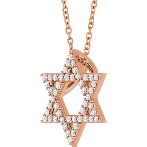 14K Rose Gold 1/5 CTW Natural Diamond Star of David 16-18" Necklace
