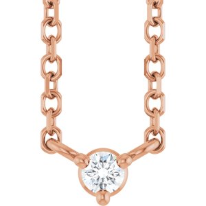 14K Rose Gold .03 CT Natural Diamond 18" Necklace