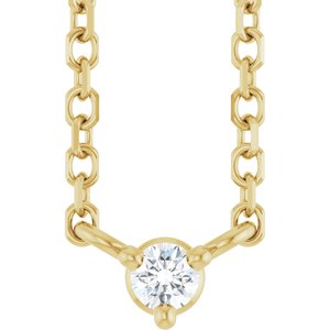 14K Yellow Gold .03 CT Natural Diamond 18" Necklace