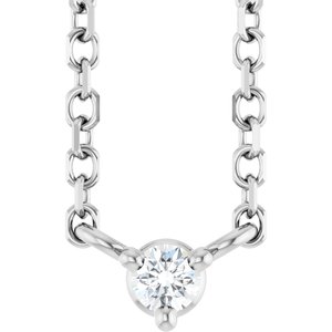 14K White Gold .03 CT Natural Diamond 18" Necklace