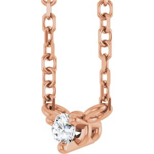 14K Rose Gold .03 CT Natural Diamond 18" Necklace