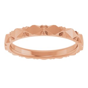 14K Rose 2.5 mm Diamond Faceted Band Size 14.5