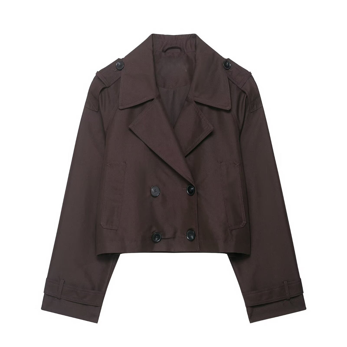 Women Clothing Top Product Casual Double Breasted Short Trench Coat