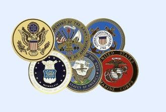 Color Medallions Handsome 2 1/2" service medallion cast in brass, Military Medalion