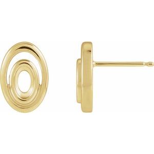14K Yellow Gold 5x3 mm Oval Geometric Earring Mounting