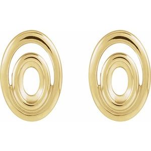 14K Yellow Gold 5x3 mm Oval Geometric Earring Mounting – image 2