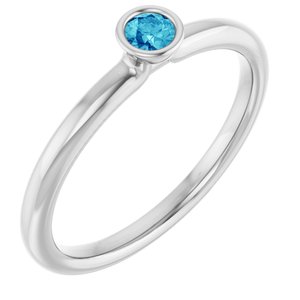 Sterling Silver Natural Blue Zircon Stackable Ring