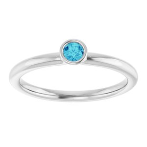 Sterling Silver Natural Blue Zircon Stackable Ring