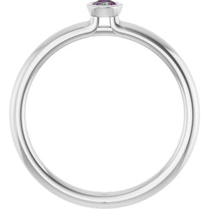 Platinum Natural Alexandrite Stackable Ring