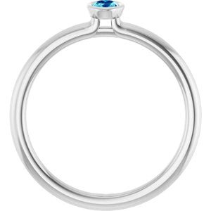 Sterling Silver Natural Blue Zircon Stackable Ring