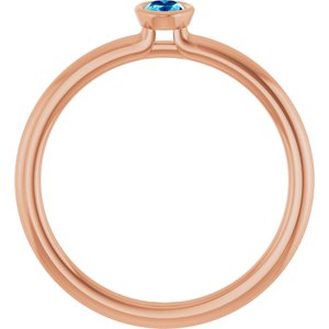 14K Rose Gold Natural Blue Zircon Stackable Ring
