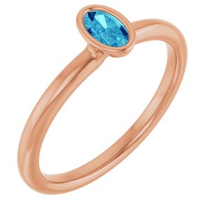 14K Rose Gold Natural Blue Zircon Stackable Ring