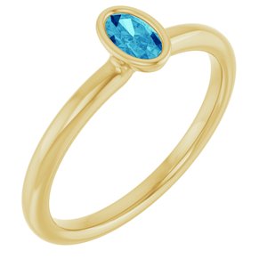 14K Yellow Gold Natural Blue Zircon Stackable Ring